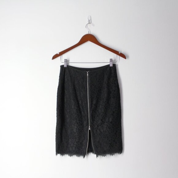 Diane Von Furstenberg Sz 4 Scotia Black Lace Pencil Skirt full Zip back DVF - Picture 4 of 10
